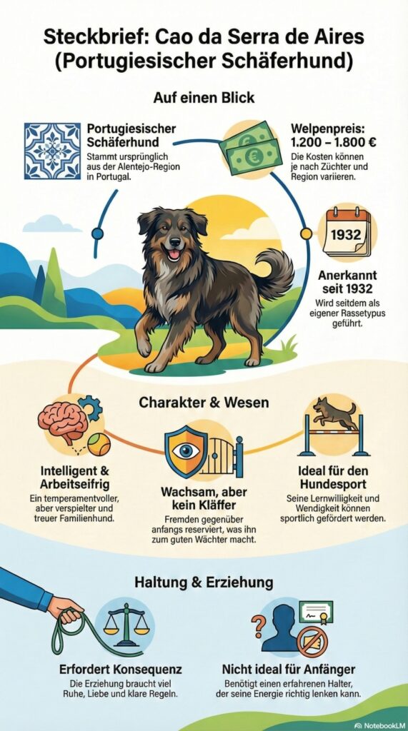 Infografik zur Hunderasse Cao da Serra de Aires