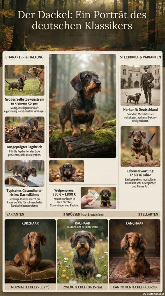 Infografik zur Hunderasse Dackel
