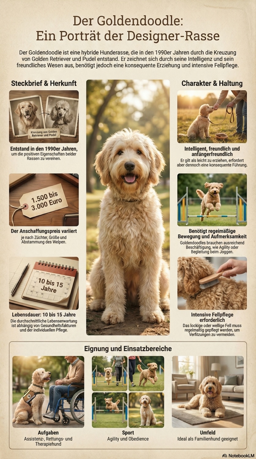 Infografik zur Hybridhunderasse Goldendoodle