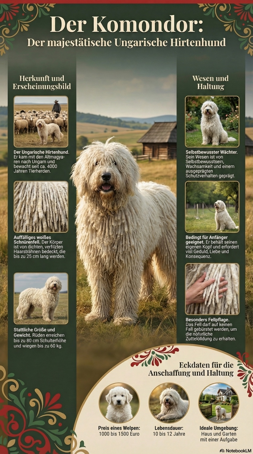 Infografik zur Hunderasse Komondor bei Welpen.de