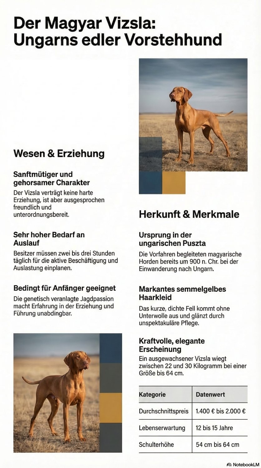 Infografik zur Hunderasse Magyar Vizsla bei Welpen.de