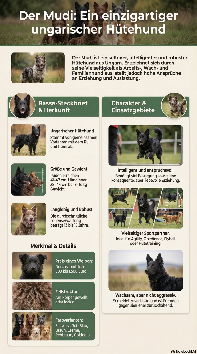 Infografik zur Hunderasse Mudi bei Welpen.de