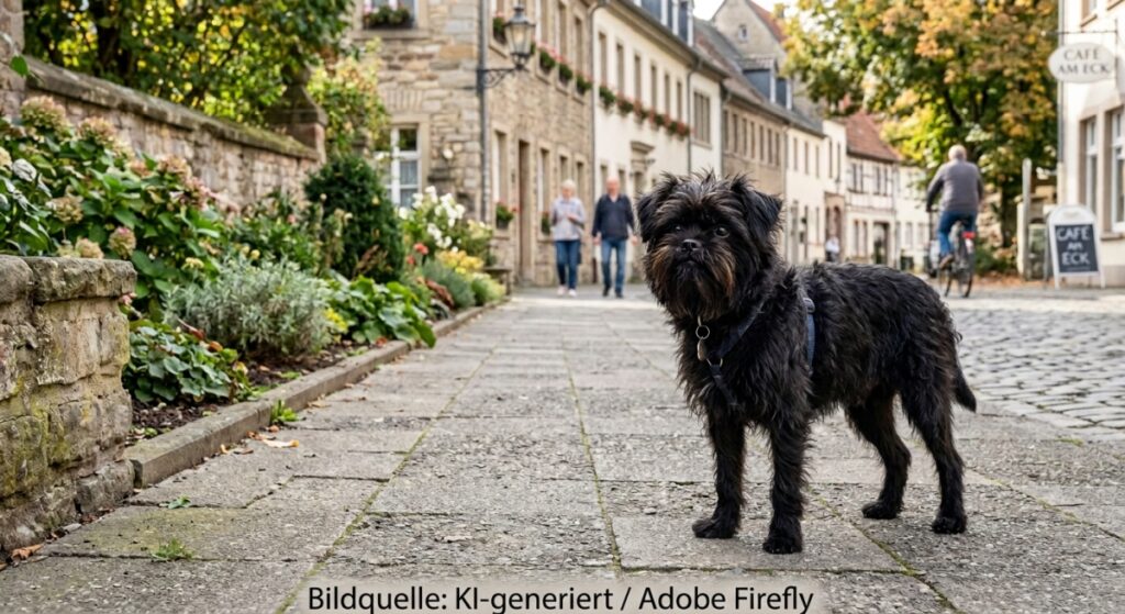 Affenpinscher im Portrait mit Bart und buschigen Brauen